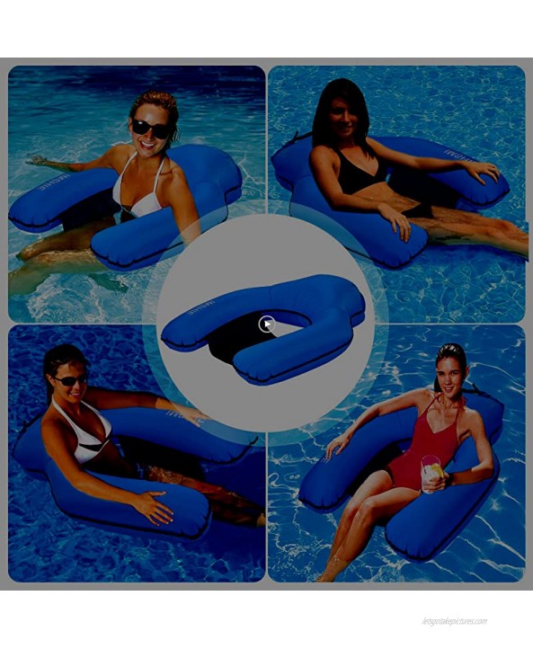 Easy Inflatable Pool Floats Chair for Adults No Pump Required Swimming Pool U Float U Seat Floating Chair Beach Swim Pool Lounger for Men&Women