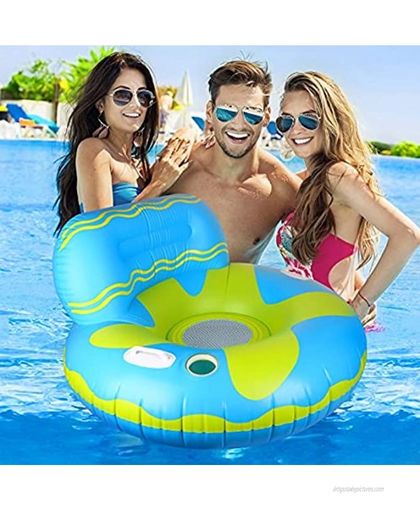 Elitoky Inflatable Pool Float Fun Beach Floaties Chair Lake Raft Swimming Party Water Hammock Float with Headrest Inflatable Pool Lounge Chair Float with Cup Holders and Handles for Kids & Adults