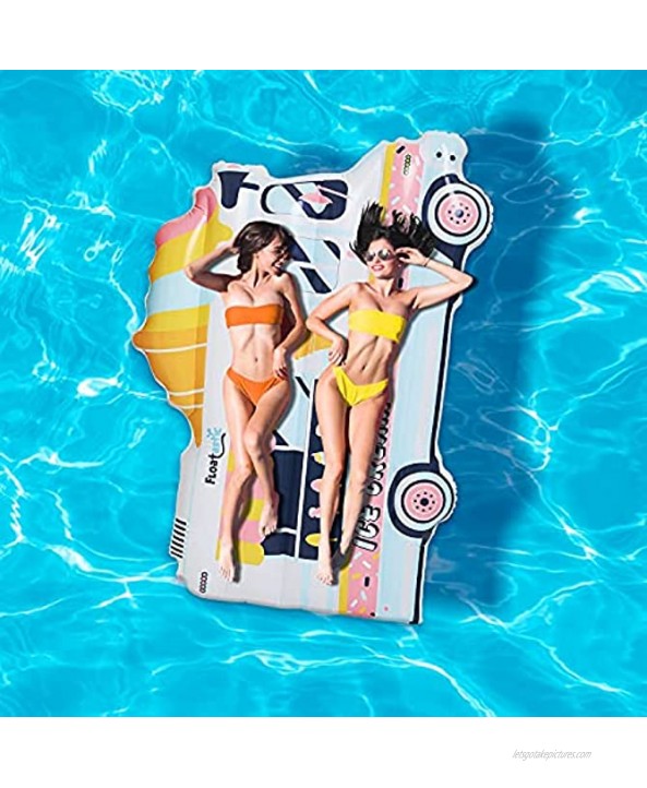 Floatastic Ice Cream Truck Inflatable Pool Float Giant Pool Floats Adult Size Ultimate Lounger Raft for Pool Party & Beach Pool Toy Floaties for Fun Style & Comfort