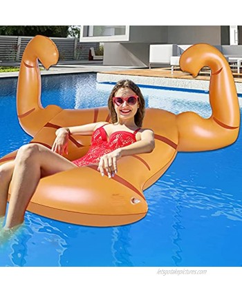 Funny Pool Floats Adult Size Inflatable Muscle Pool Rafts Lake Floats Swimming Pool Accessories for Adults and Kids Ages 8-10-12 and Up Pool Lounger Beach Floaties Toys Outdoor Pool Games for Family