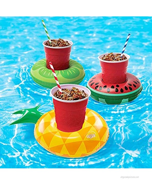 FUTUREPLUSX Inflatable Drink Holder 8PCS Fruit Inflatable Cup Holders Drink Pool Floats Inflatable Floating Coasters for Pool Party Water Fun Kids Bath Toys Shower