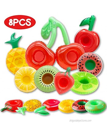 FUTUREPLUSX Inflatable Drink Holder 8PCS Fruit Inflatable Cup Holders Drink Pool Floats Inflatable Floating Coasters for Pool Party Water Fun Kids Bath Toys Shower