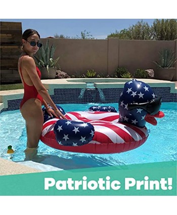 GAME 51418-BB Derby Duck Stars & Stripes Large Holds Up to 250 Pounds Pool Float Multi