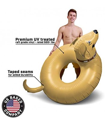 GoFloats Buddy The Dog Party Tube Inflatable Raft Float in Style for Adults and Kids Gold