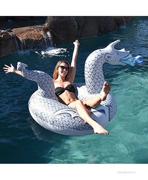GoFloats Dragon Party Tube Inflatable Rafts Choose From Fire Dragon and Ice Dragon Pool Floats for Adults and Kids