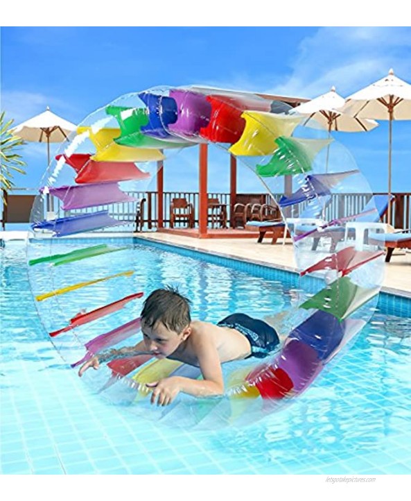 Greenco Kids Colorful Inflatable Water Wheel Roller Float 52 Diameter