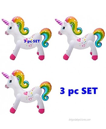 Happy Deals~ Set of 3 Rainbow Unicorn 24" Inflatable Unicorns