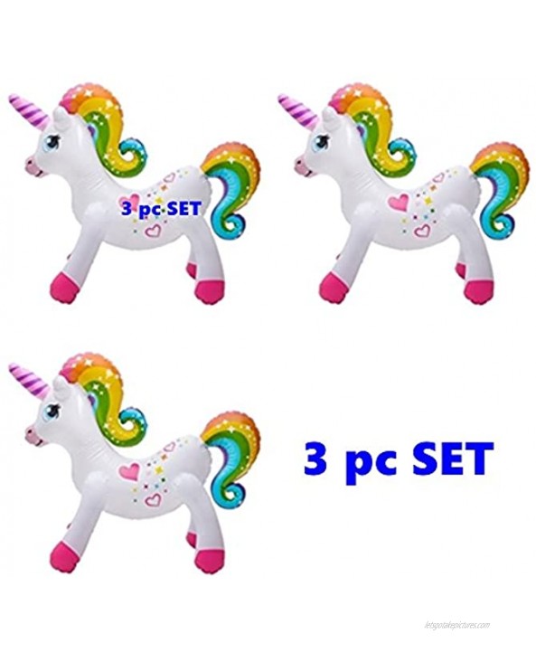 Happy Deals~ Set of 3 Rainbow Unicorn 24 Inflatable Unicorns