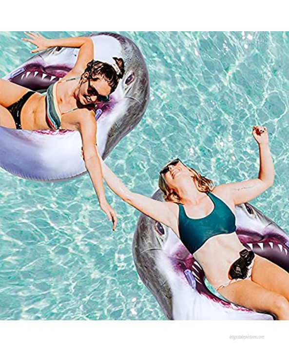 Hulsin Pool Floats Pool Floaties | Shark Pool Float Adult Size Pool Lounge Chairs Pool Lounger Floats for Swimming Pool Inflatable Pool Raft and Floats