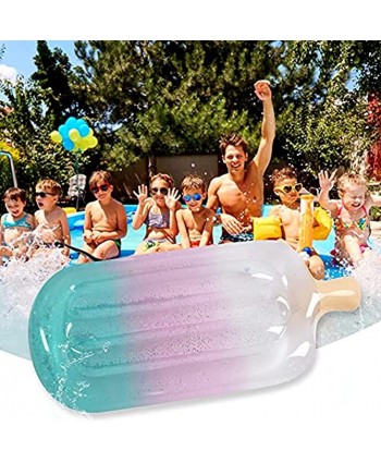 Inflatable Swimming Pool Float 66"x31.5" Posicle Glitter Sequins Swimming Pool Floats Ice Cream Inflatable Swim Pool Floating Lounger Swim Pool Beach Toy for Pool Party Beach Fun Adults Teens