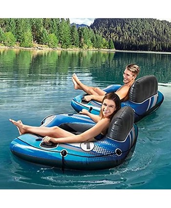 Intex River Run 1 1-Person Inflatable Floating Water Lounge Tube Raft with Backrest Cup Holders and Mesh Bottom for Lake Pool River & Ocean 2 Pack
