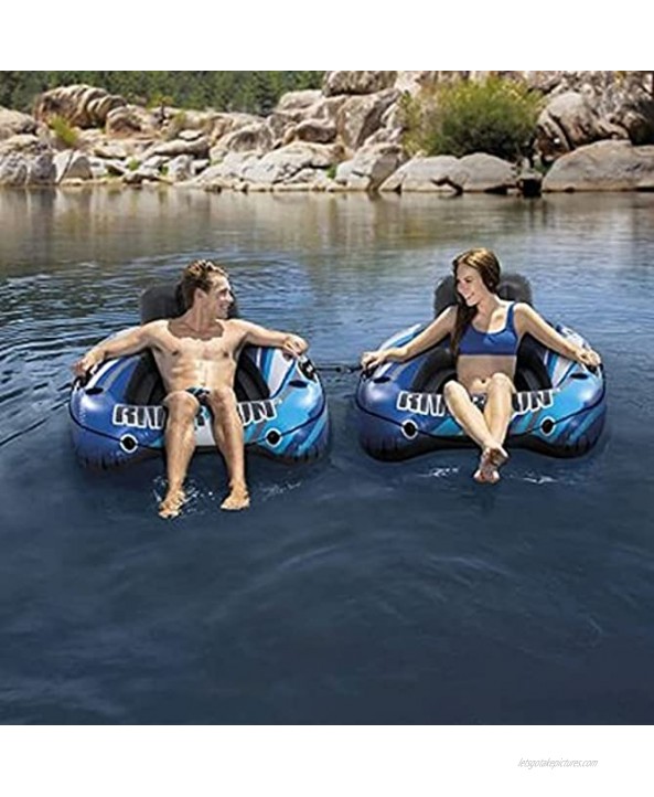 Intex River Run 1 1-Person Inflatable Floating Water Lounge Tube Raft with Backrest Cup Holders and Mesh Bottom for Lake Pool River & Ocean 2 Pack