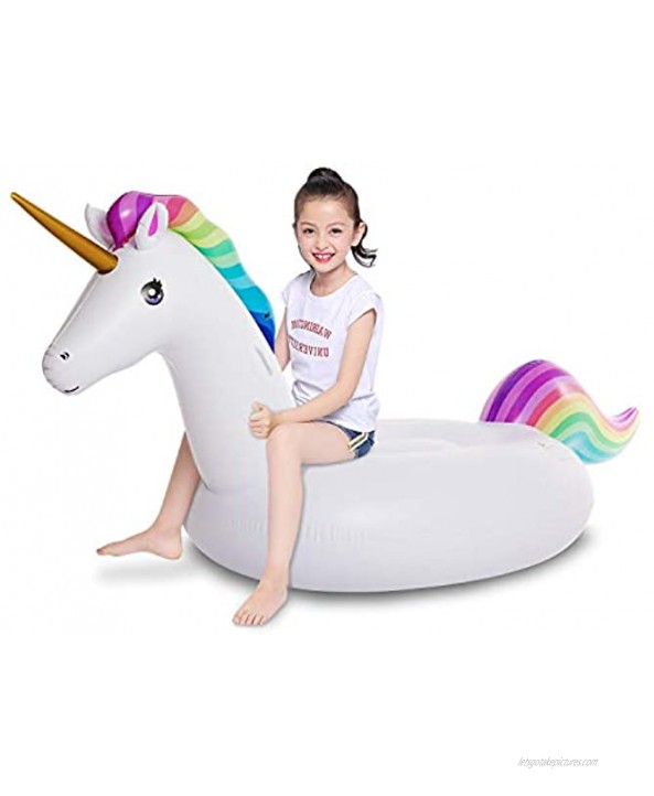 Jasonwell Inflatable Unicorn Pool Float Floatie Ride On with Fast Valves Large Rideable Blow Up Summer Beach Swimming Pool Party Lounge Raft Decorations Toys Kids Adults