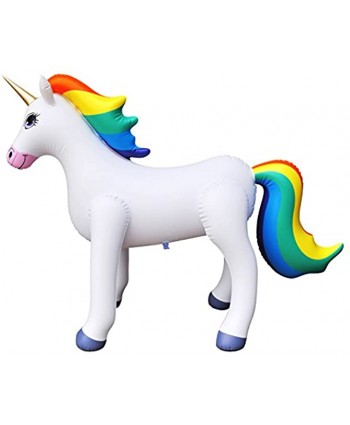 Jet Creations Inflatable Standing Rainbow Unicorn 40" Long Pool Party Decoration Birthday Stuffed Animal an-UNI Multicolor 40" L x 30" H