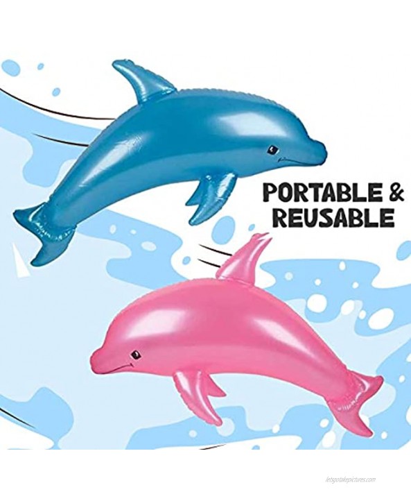 Kicko Inflatable Pearlized Dolphin Pool Toys 2 Pack Colors May Vary Assorted Colors 40 Inch Animal Display Summer Beach Games Kids Bath Time Party Decoration at Home Waterpark Hotel