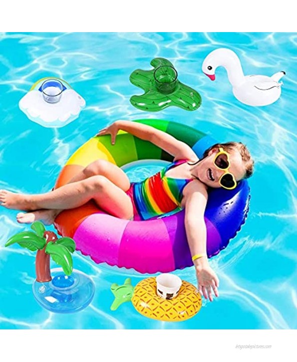 Max Fun 16pcs Inflatable Drink Holders with 1 Inflatable Pump Drink Inflatable Cup for Kids Swimming Pool & Outdoor Water Toys and Pool Party 16PCS