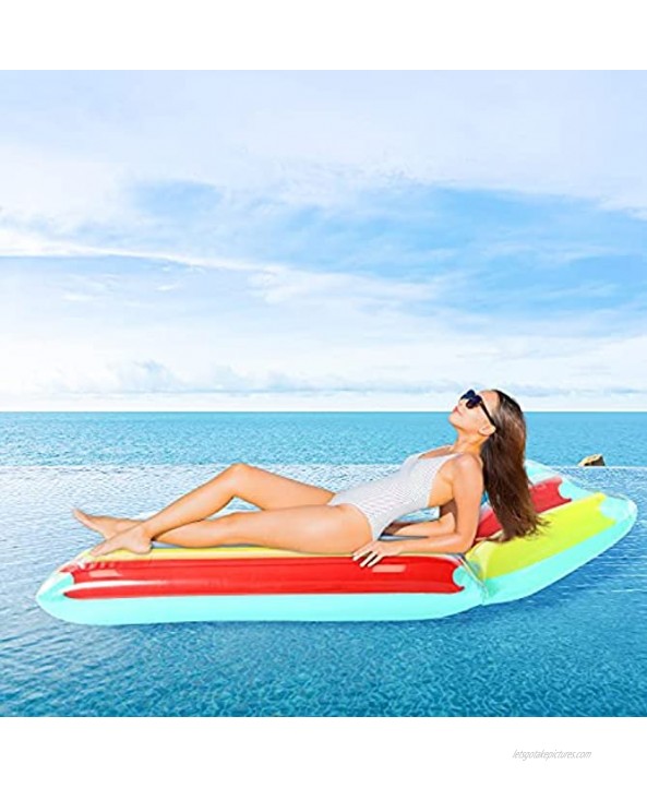Parentswell Inflatable Pool Lounge Float 2 Pack Swimming Pool Adult Size Lounge Chairs 66in Colorful Pool Floating Mat Beach Lounger Raft Floatie Toys for Adults with Cup Holder and Phone Organizer