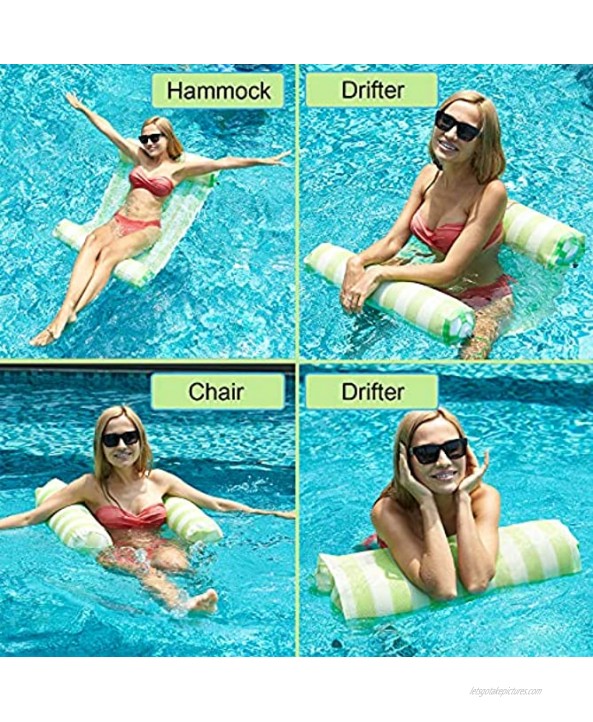 RACPNEL Pool Float Inflatable Water Hammock for Adults 2-Pack Multi-Purpose Portable Swimming Pool Lounge Chair Comfortable Floating Lounger Pool Raft Water Floaties Blue&Green