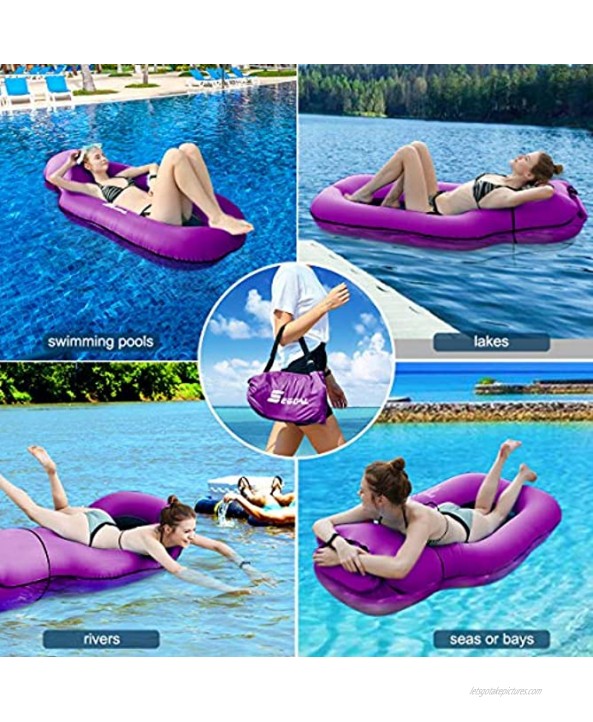 SEGOAL Pool Floats Inflatable Floating Lounger Chair Water Hammock Raft Swimming Ring Pool Float Lightweight Single Layer Nylon Fabric No Pump Required 3 Seconds Filling The Air