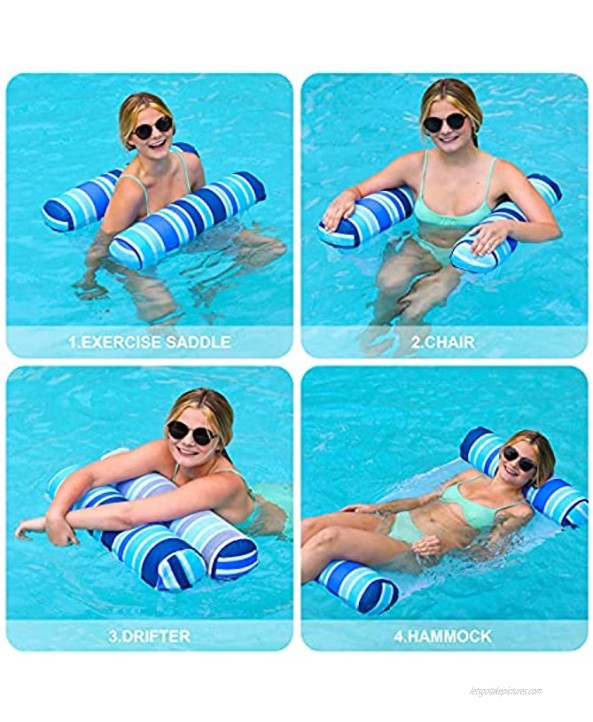 Sloosh 2 Pack Pool Float Inflatable Water Hammock Multi-Purpose Swimming Pool Lounges Pool Accessories Saddle Hammock Loung Chair Drifter for Outdoor Pool Lake Beach