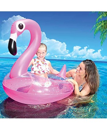 Splash Buddies Pool Float Glitter Inflatable Swim Ring -- Fun Beach and Water Toy Lounge for Kids Adults Alike Flamingo