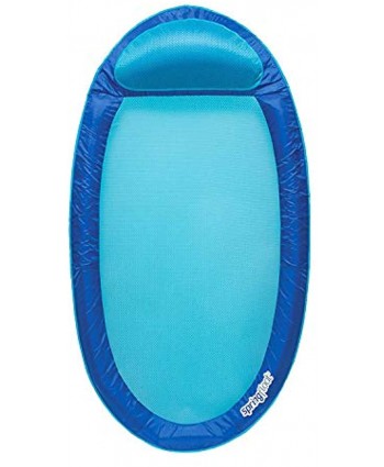 SwimWays 6038957 Water Hammock Styled Spring Swimming Pool Float Blue Recliner with Mesh Bed Oversized Pillow and Carry Bag