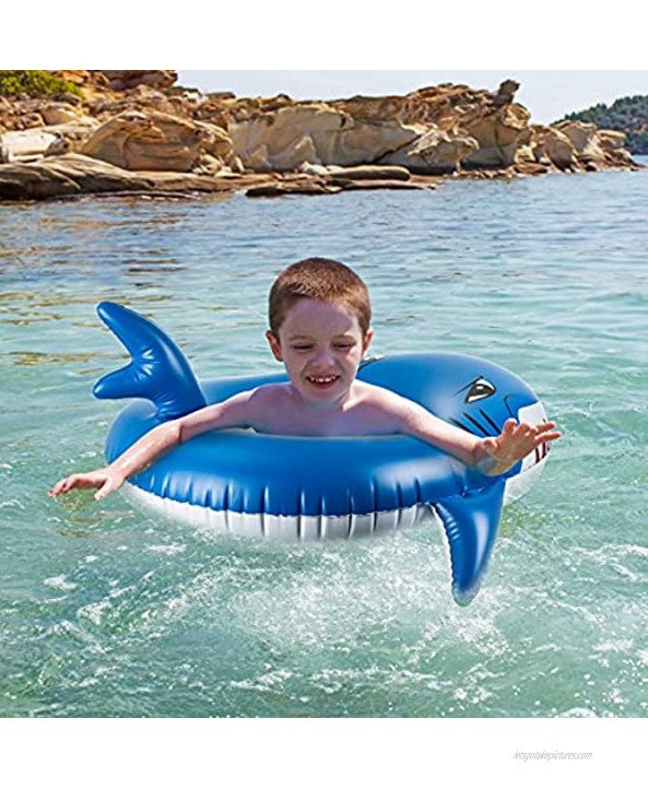 TUOSTPY Inflatable Pool Float 40 inch Shark Swimming Ring Floating Ring for Pool Party and Beach Party in Summer Swim Tube for Kids and Adults Gray Blue