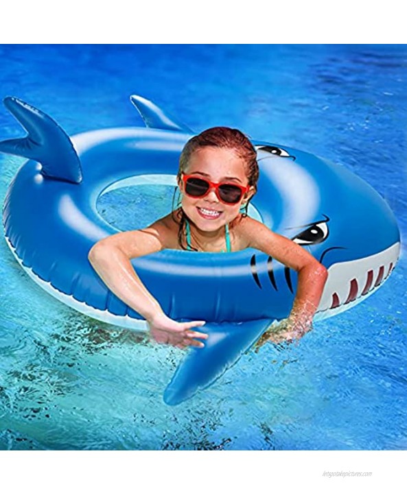 TUOSTPY Inflatable Pool Float 40 inch Shark Swimming Ring Floating Ring for Pool Party and Beach Party in Summer Swim Tube for Kids and Adults Gray Blue