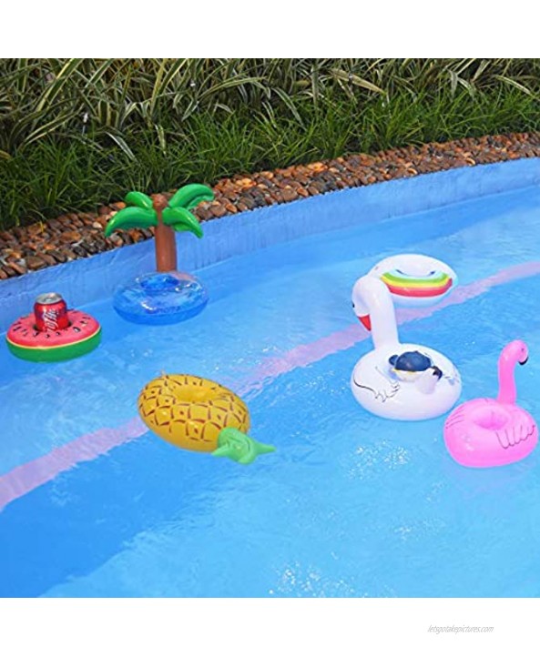 ZONEWAY 6 Pack Inflatable Drink Holders,Floats Inflatable Cup Coasters for Summer Pool Party and Kids Fun Bath Toys