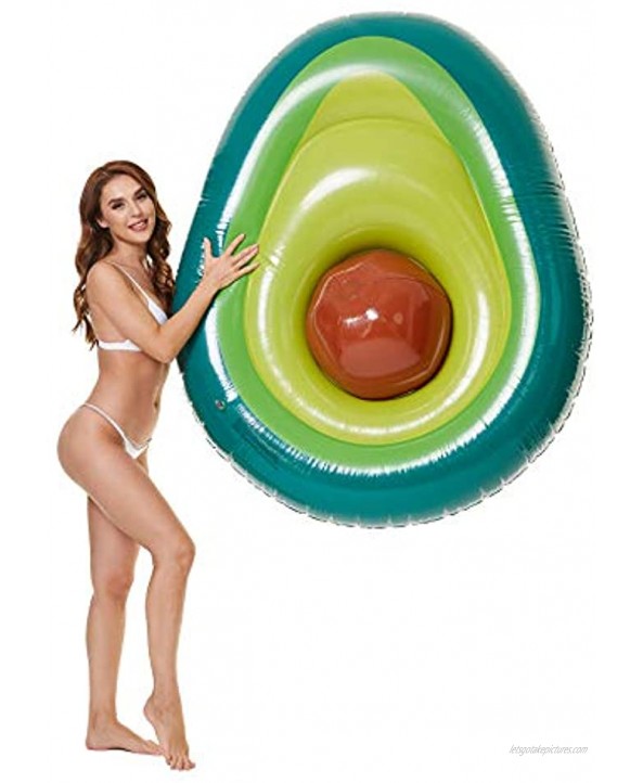 Zoostliss Inflatable Avocado Pool Float Floatie with Ball Water Fun Large Blow Up Summer Beach Swimming Raft Kids Adults