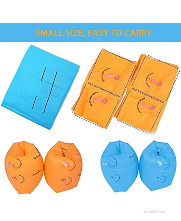 4 Pairs Arm Floaties Inflatable Swim Arm Bands Rings for Toddlers Kids and Adults Summer Blue and Orange