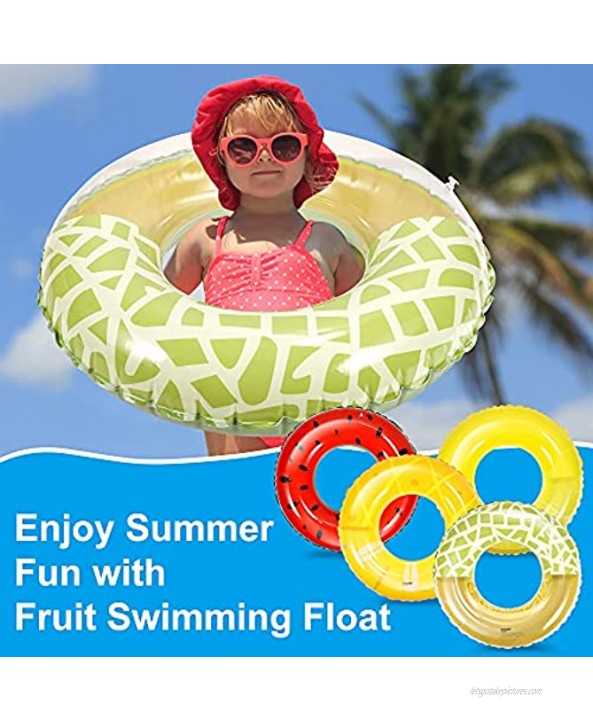 4 PCS Inflatable Pool Float for Kids Fun Inflatable Fruit Swimming Rings for Outdoor Beach Water Toys Party Supplies