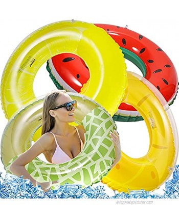 4 PCS Inflatable Pool Float for Kids Fun Inflatable Fruit Swimming Rings for Outdoor Beach Water Toys Party Supplies