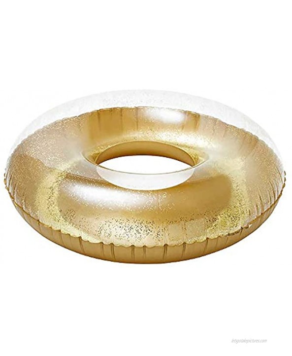 Boxgear Gold Glitter Swim Ring for Pool Beach Lake Glitter Pool Inflatable Swim Tube Glitter Swim Ring for Kids Adults Glitter Pool Floating Tube Inflatable Pool Float Glitter Pool Ring 36 Inch
