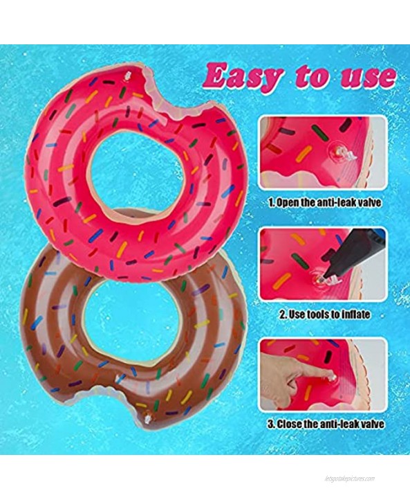 Doughnut Pool Floatie Toys Float Donut Swimming Ring for Beach Pool Pool Floats Donut Tube Pool Float Donut Inflatables Donut Donuts for Kids Inflated Tube Outdoor Beach Party inch Giant Toy
