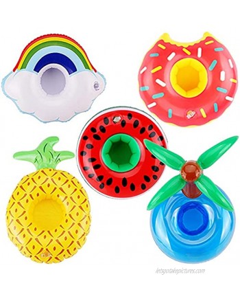 E-TING 5PCS Swim Ring Summer Fun Swimming Pool Float Raft Lilo Lifebuoy for Girl Dolls Pool Party and Kids Bath Toys Inflatable Drink Holders