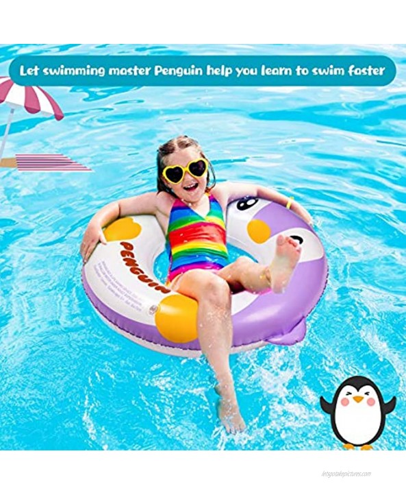 Esnowlee Inflatable Pool Floats for Kids 3 Packs Penguin Swim Ring for Kids Pool Floats Pool Ring for Swimming Pool Party Decorations