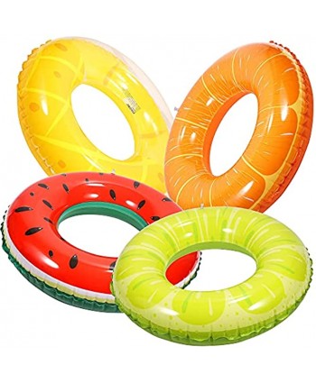 FiGoal 4 Pack Summer Swimming Float with Watermelon Lime Orange and Semi Circle Pineapple Swimming Pool Ring Funny Pool Tube Toys for Summer Water Parties Outdoor Water Activities