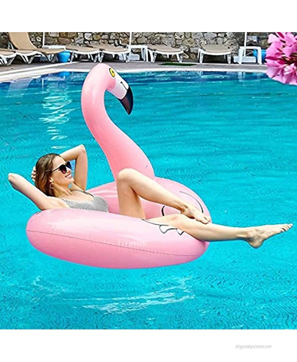 FindUWill 2 Pack 42'' Inflatable Pool Floats Flamingo Unicorn Swim Tube Rings and Electric Air Pump Portable Quick-Fill Air Pump with 3 Nozzles 110V AC 12V DC