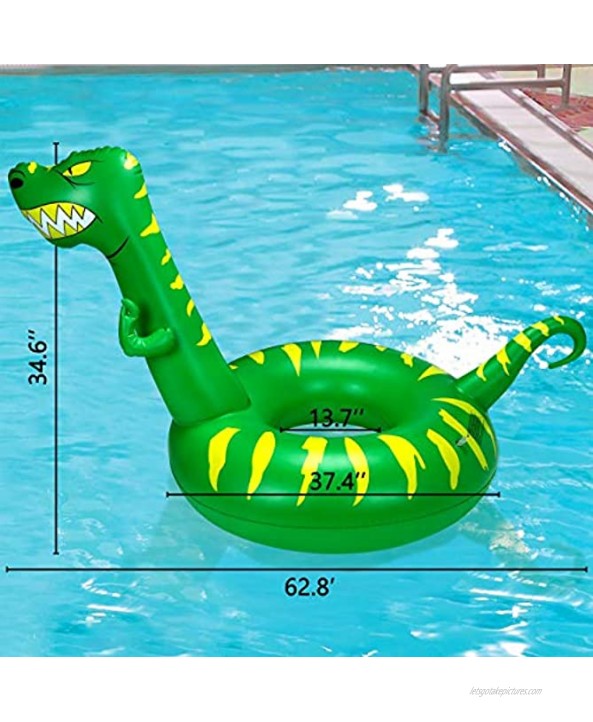 Geefuun Pool Floats Adult Size Inflatable Dinosaur Swimming Floaties Ride On Ring Water Toys Party Supplies for Kids