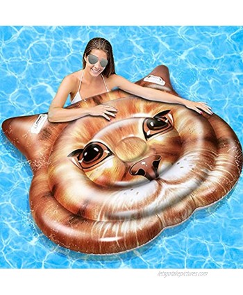 Giant Inflatable Pool Floats Cat Pool Floaties for Adults Kids Ride-On Pool Toys with Handles Swimming Pool Rafts Lounge Tube Beach Toys Water Slide Summer Water Fun55x 51 in