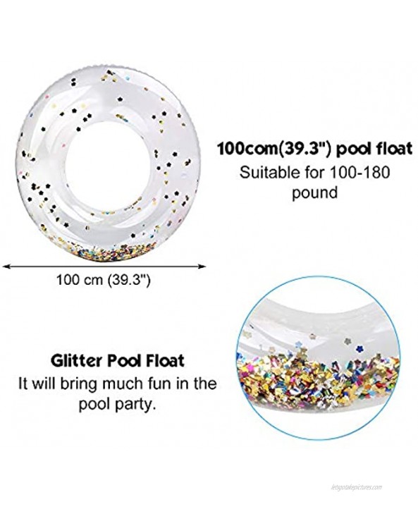 Glitter Pool Float Inflatable Rainbow Swim Ring Colorful Swim Party Toys Party Lounge Raft Swimming Float Beach Floatie for Fun39