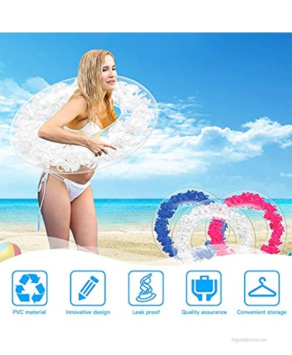 GWOKWAI Swim Rings with Feather Inflatable Feather Swim Rings Float Clear Swimming Tubes Fun Water Toys for Kids Adults Pool Beach Summer Water Party