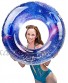 IAMGlobal Glitter Pool Float Inflatable Blue Swim Ring with Handle Colorful Swim Party Toys Party Lounge Raft Swimming Float Beach Floatie for Fun 39.3"