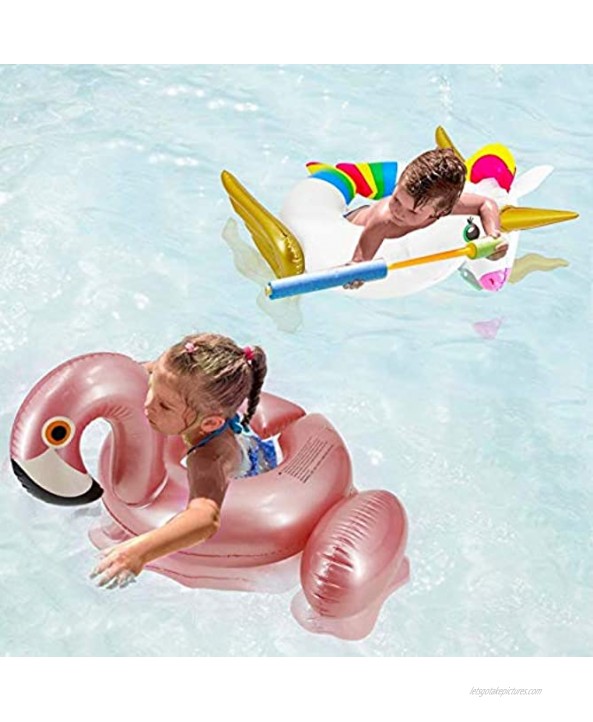 iGeeKid Unicorn&Flamingo Pool Float 2 Pack Inflatable Swim Rings Beach Floaties for 3-8 Years Old Kids Toddlers Girls Boys Summer Beach Pool Decorations Party Supplies