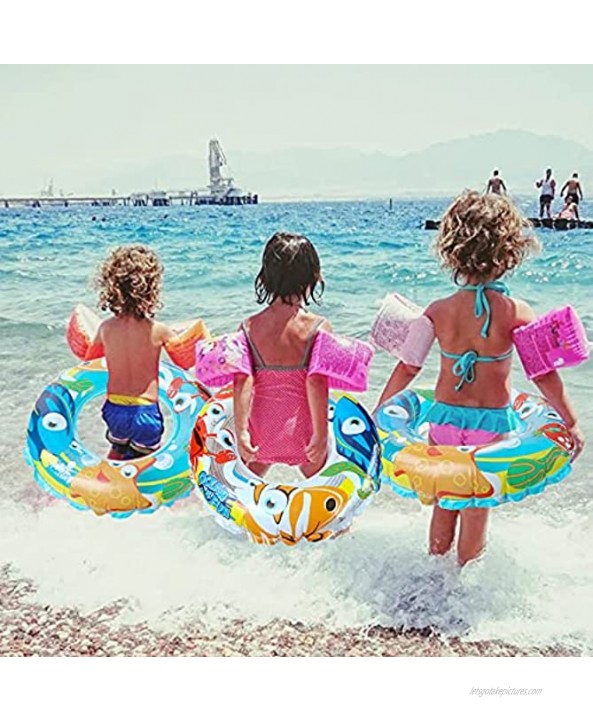 Inflatable Pool Floats for Children Kids 2 Pack Swim Ring Tube Toys for Swimming Pool Outdoor Beach Party Ocean Fun Pattern