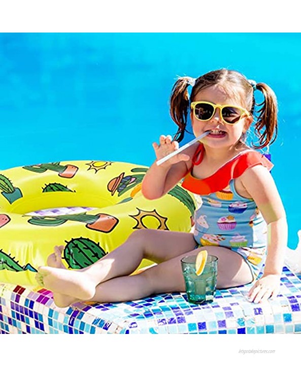 Inflatable Swim Ring for Kids4-Pack Toddler Pool Inner Tubes for Floating Flamingo Pool Floaties for Toddlers Cactus Swim Tube Beach Swimming Ring and Toys for Infant 3-622”