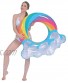 Inflatable Swimming Rings 38.5” x 33” Rainbow Swim Tube with Glitter Fun Beach Swimming Pool Floats Swim Party Toys Summer Pool Raft Lounger for Adults and Teens