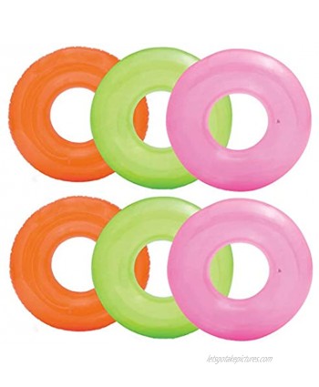 Intex Colorful Transparent Inflatable Swimming Pool Tube Raft 6-Pack | 59260EP