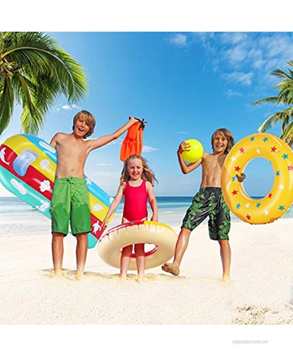 JoinJoy Pool Floats Donuts Swim Rings Swim Tubes Inflatable Beach Swimming Party Toys for Kids Adults Raft Floaties Toddlers 4 PCS